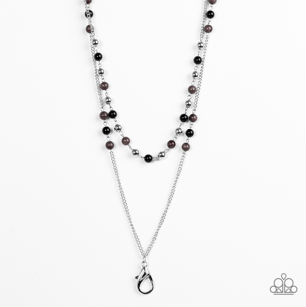 Purple/Blk/Silver Lanyard Necklace